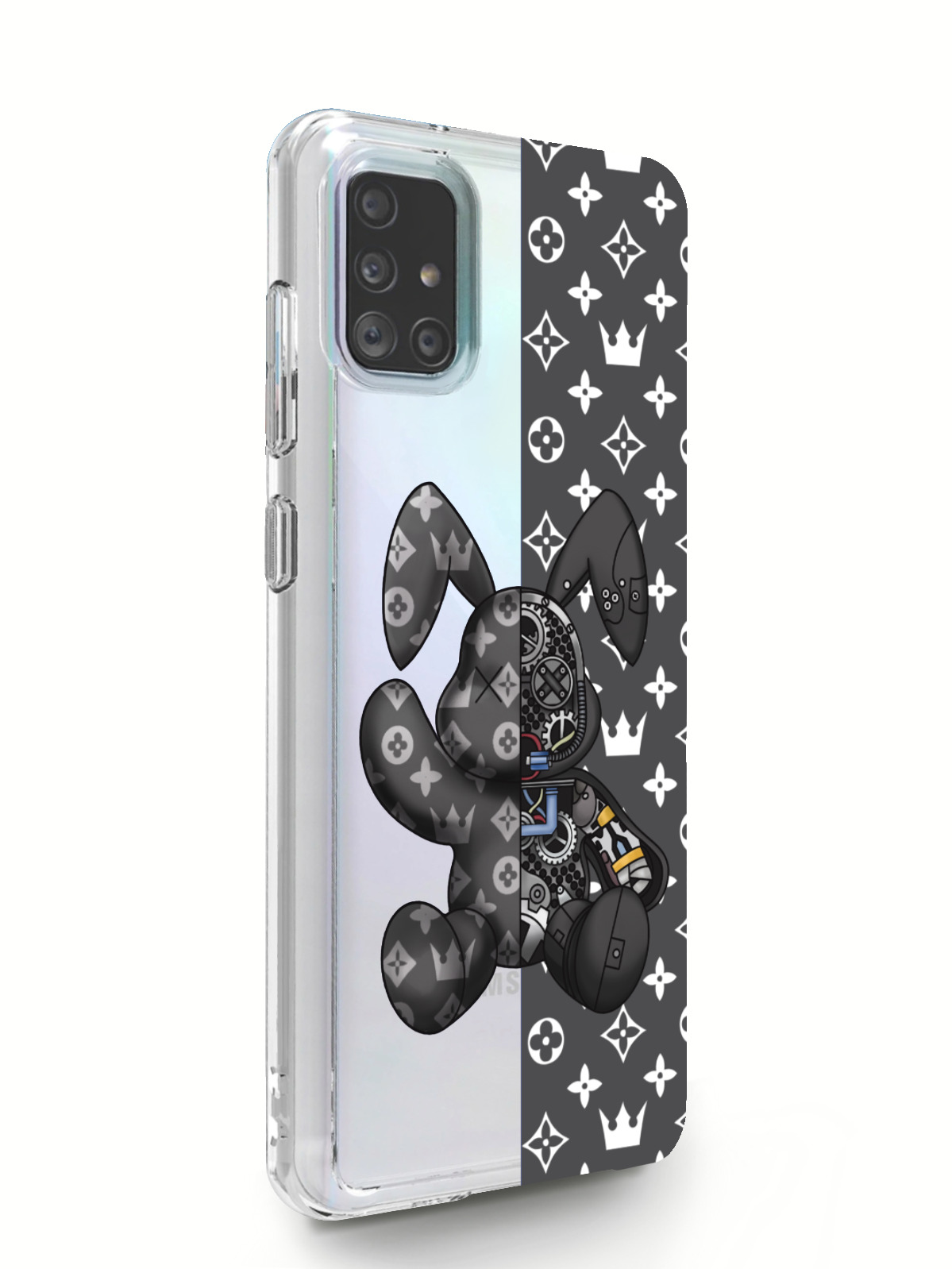 фото Чехол musthavecase для samsung galaxy a71 bunny серый прозрачный