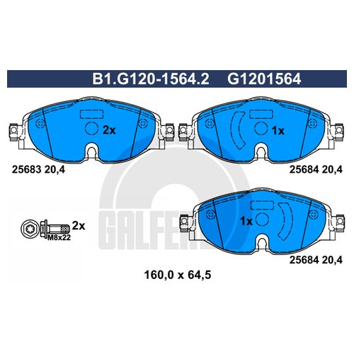 

Комплект передних тормозных колодок Galfer B1G12015642