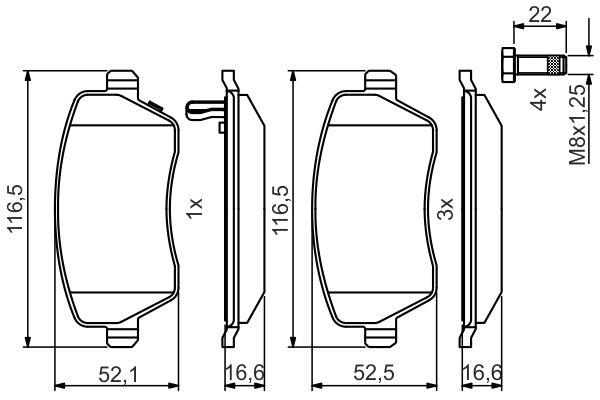 

Комплект передних тормозных колодок Bosch 0986495485 для Nissan Micra V