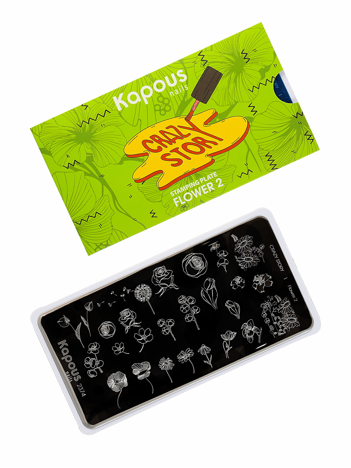 Пластина CRAZY STORY для стемпинга KAPOUS PROFESSIONAL flower №2 1 шт пластина для стемпинга crazy story 2356 cs 7 line 1 1 шт