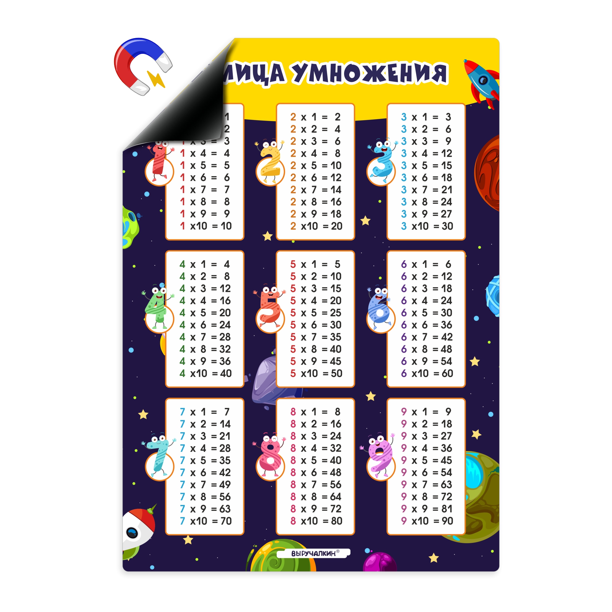

Магнитный помощник Выручалкин, Таблица умножения, А4, mgt026