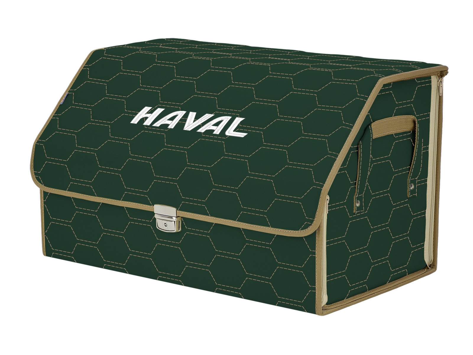 

Органайзер-саквояж в багажник "Союз Премиум" (размер XL). Цвет: зеленый с бежевой простроч