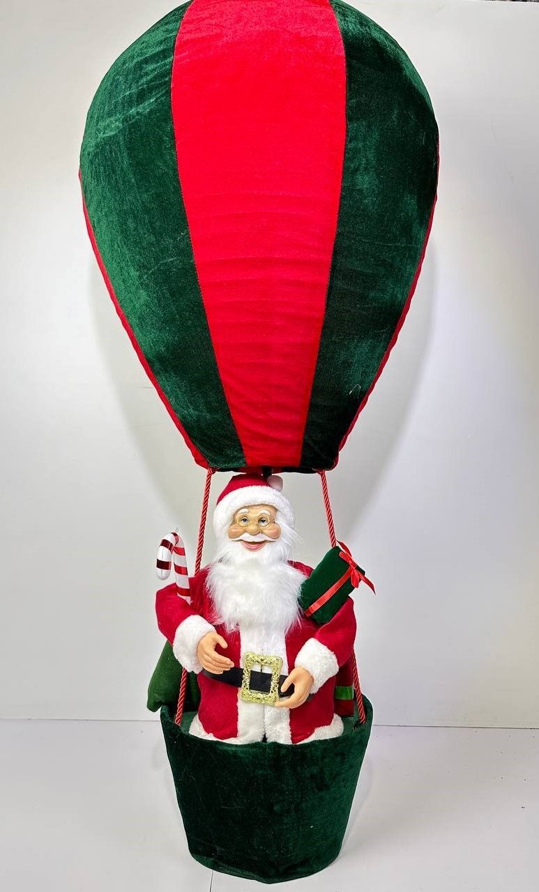 

Новогодний декор Merry Christmas Дед Мороз на воздушном шаре 60см красно- зеленый, Разноцветный