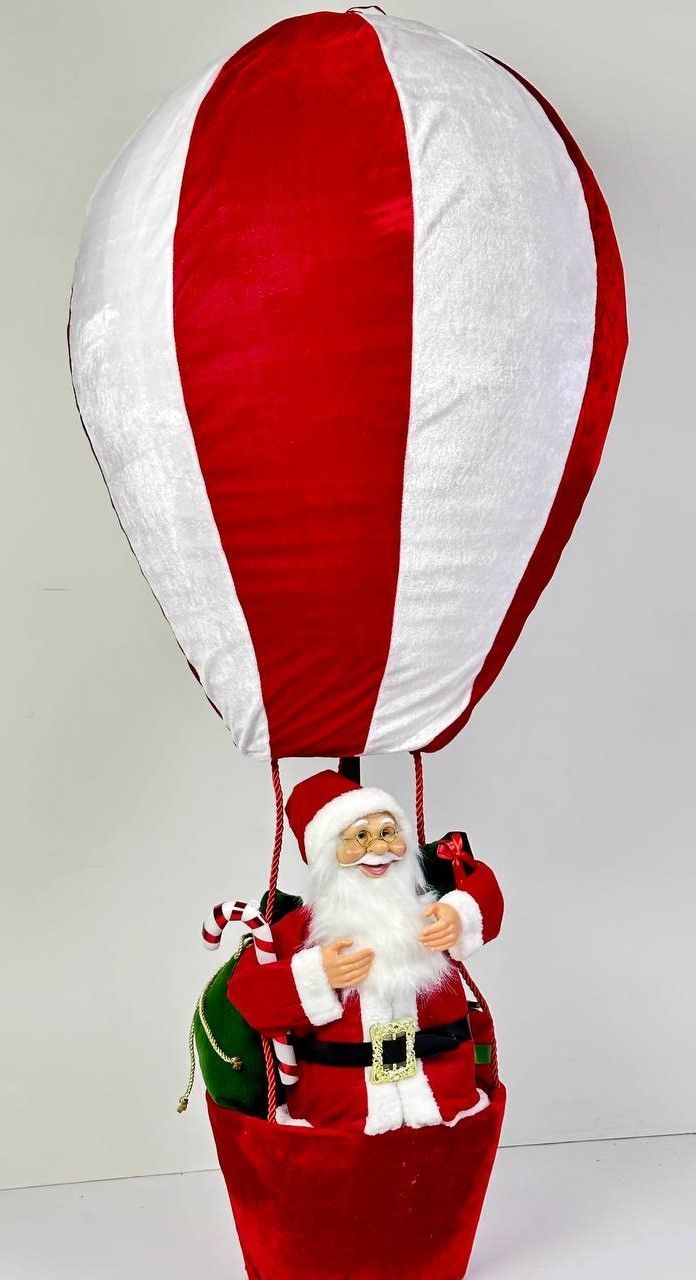

Новогодний декор Merry Christmas Дед Мороз на воздушном шаре 60см красно-белый, Разноцветный