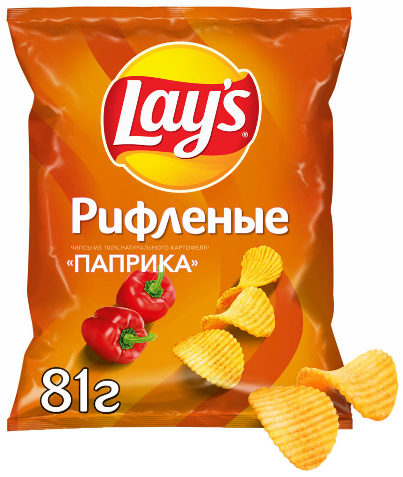 фото Чипсы lays рифленые паприка 81г lay's