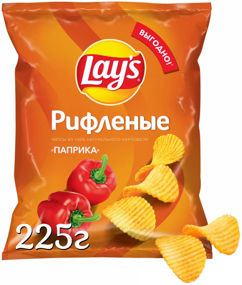 

Чипсы Lays Рифленые со вкусом паприки 225г