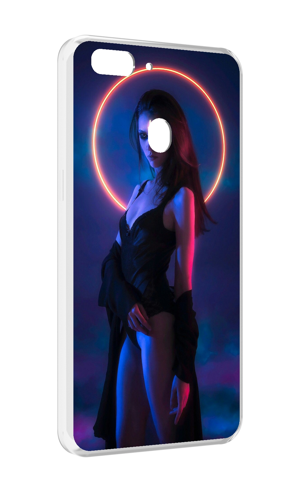 

Чехол MyPads девушка с неоновым кругом женский для Oppo Realme 2, Прозрачный, Tocco