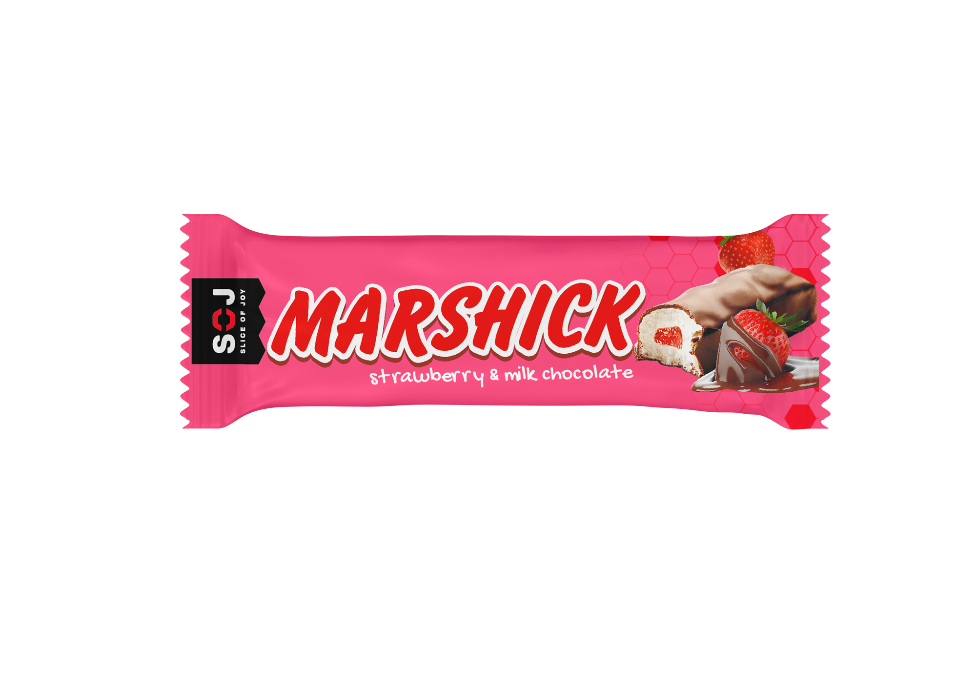 Батончик Marshmallow SOJ с клубничной начинкой в белом шоколаде 30г