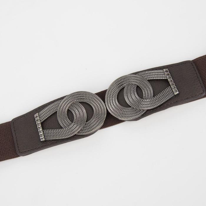 

Ремень ш. 3,8 см, резинка, пряжка серебро, цвет темно-коричневый, 1462021