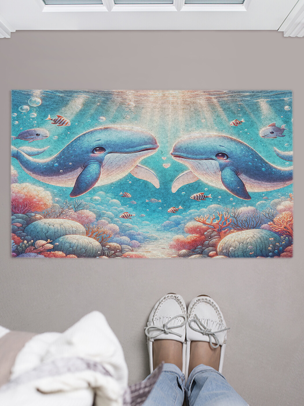 

Коврик придверный JoyArty Детские киты, door_430019