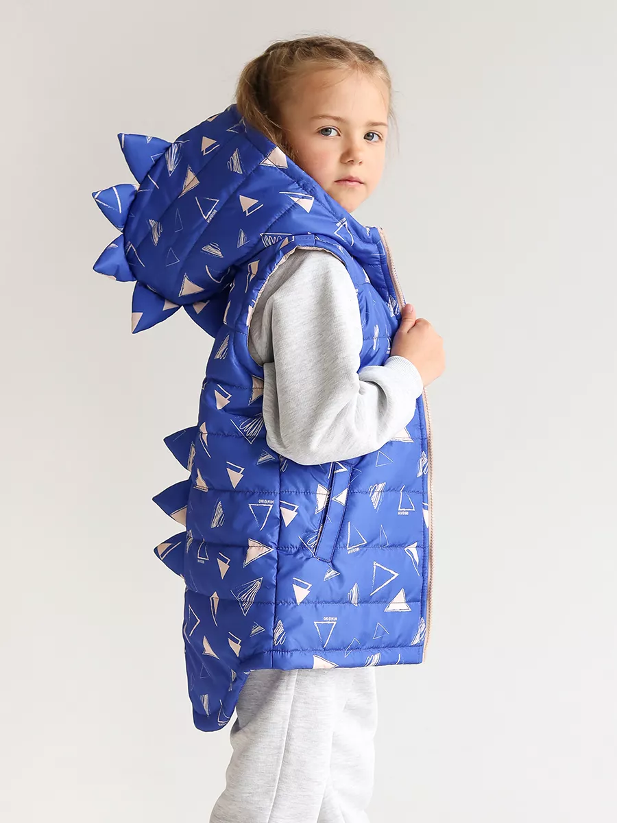 

Жилет детский Minidino М010, принт треугольник кобальт, 98, Синий, М010