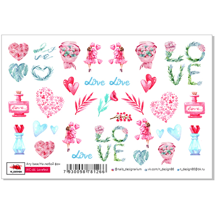

Набор, N-DESIGN, Слайдер-дизайн WC-44, Lovefest, 2 шт., Разноцветный