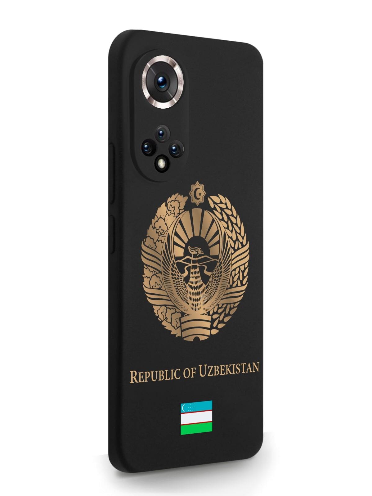 фото Чехол signumcase honor 50 золотой герб узбекистана черный