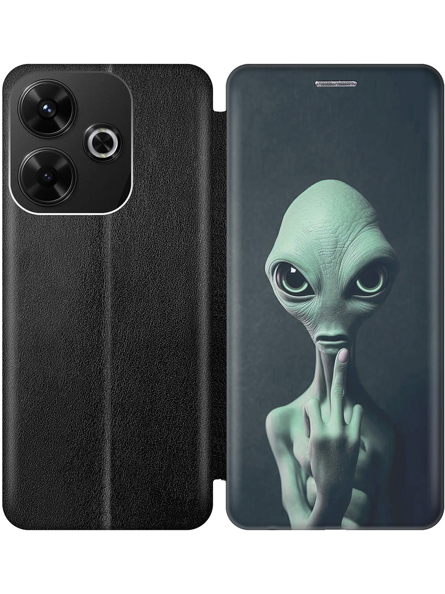 

Чехол-книжка на Xiaomi Redmi 13 / Redmi Note 13R / Poco M6 4g с принтом черный 809468, Черный;зеленый;синий, 783988613