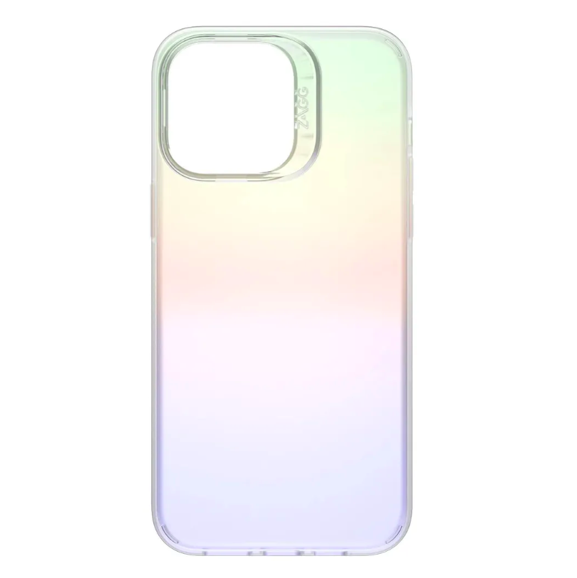 

Чехол-накладка Zagg Iridescent Anti-microbial Magsafe для iPhone 14 пластиковый (фиолетово, Прозрачный