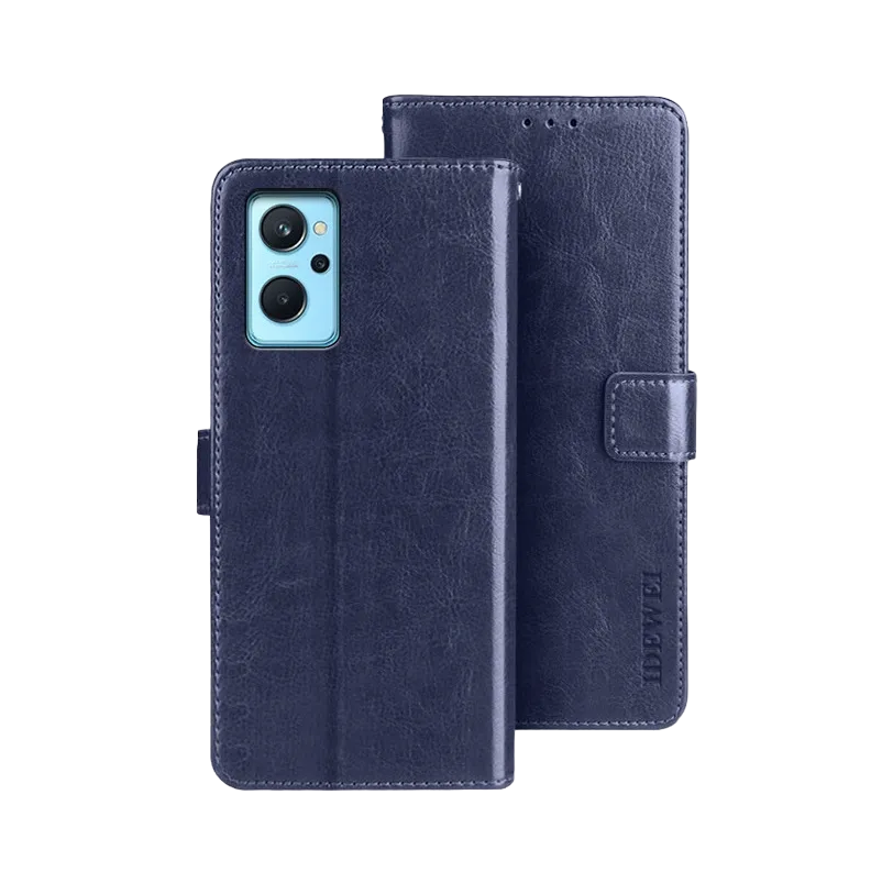 

Чехол-книжка MyPads Porta Biglietti из кожи с застёжкой и визитницей для Realme 9i / 9i 5G, Синий