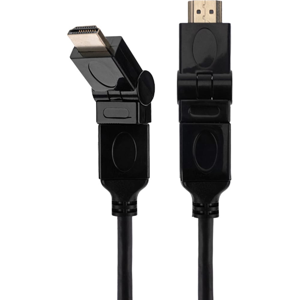 Кабель HDMI - HDMI, М/М, 2 м, v1.4, угловой раз, Rexant, чер, 17-6204-3