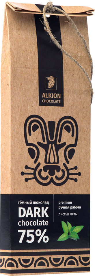 

Шоколад Alkion chocolate Горький с листьями мяты 75% 100г