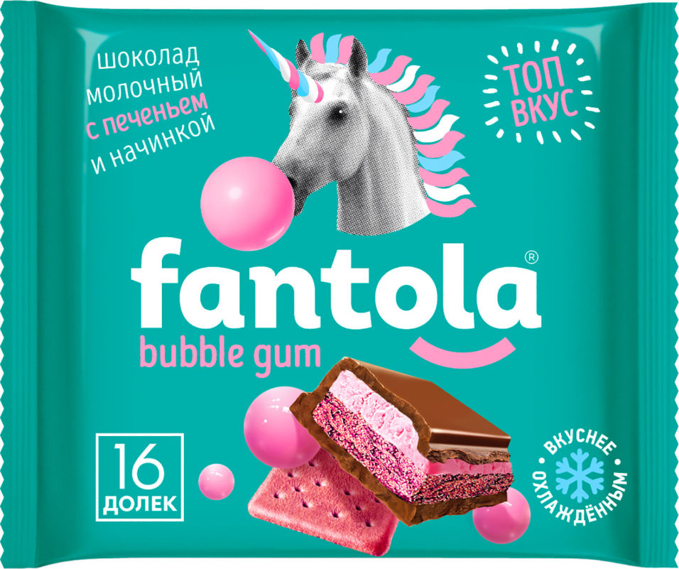 

Шоколад Fantola молочный Bubble gum и печеньем 60г