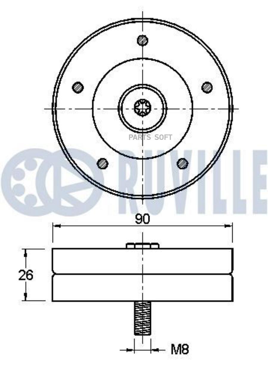 

Ролик Руч.Ремня Audi A4,A5 1.8,2.0Tfsi 07= Ruville 542021