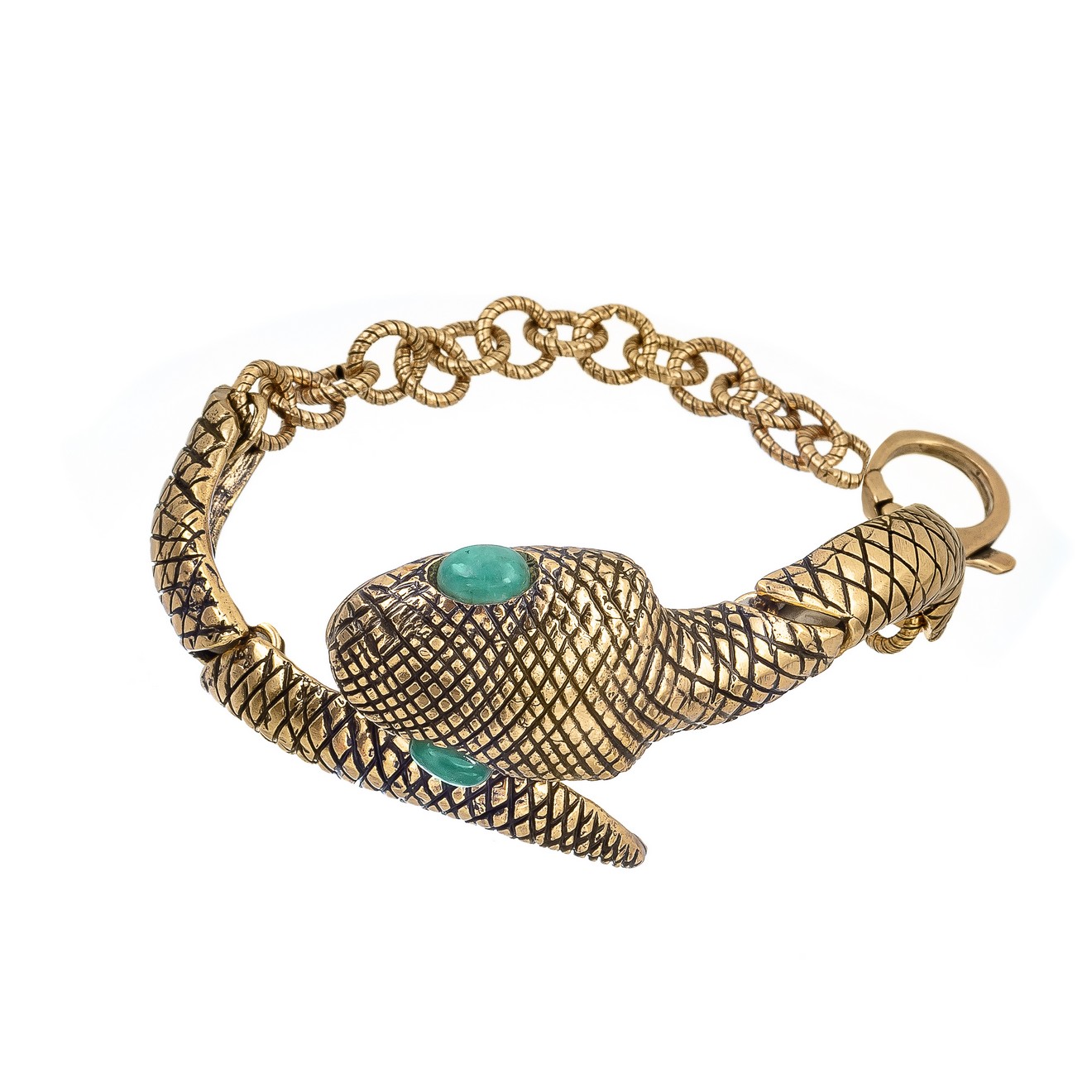 Браслет из бижутерного сплава р.18,5 Alcozer & J AL2411-B88DG23, изумруд деклассированный