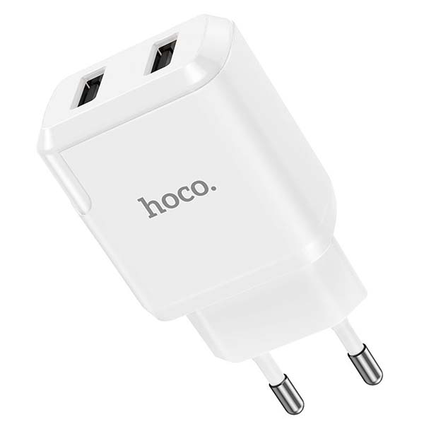 фото Сетевое зарядное устройство hoco rc1, 2xusb, 2,1 a, white