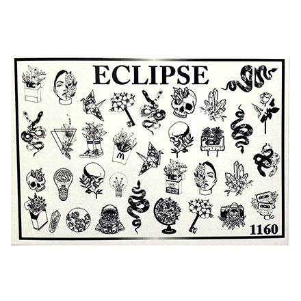 

Набор, Eclipse, Слайдер-дизайн для ногтей №1160, 3 шт., Черный