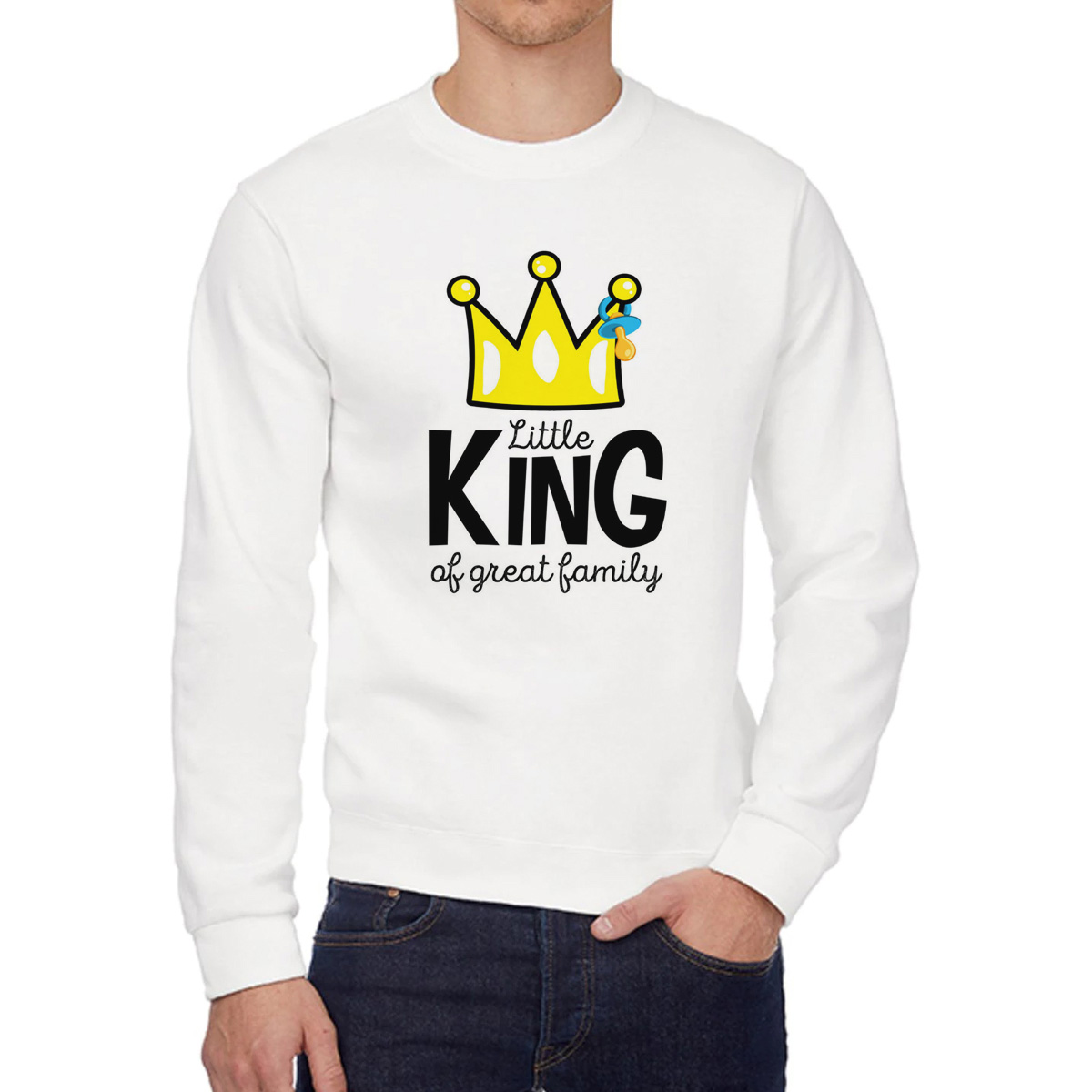

Свитшот мужской CoolPodarok Little king of great family белый 44 RU, W0151823