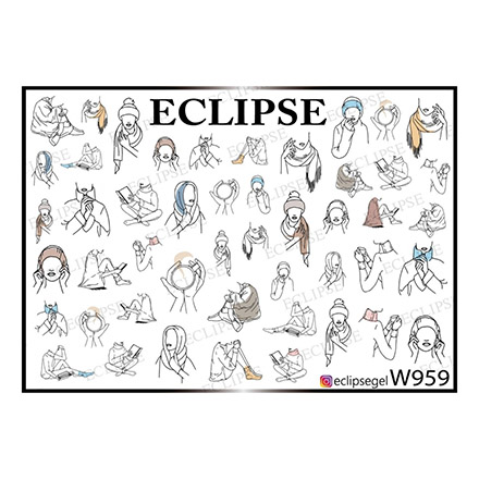

Набор, Eclipse, Слайдер-дизайн для ногтей W №959, 3 шт., Черный