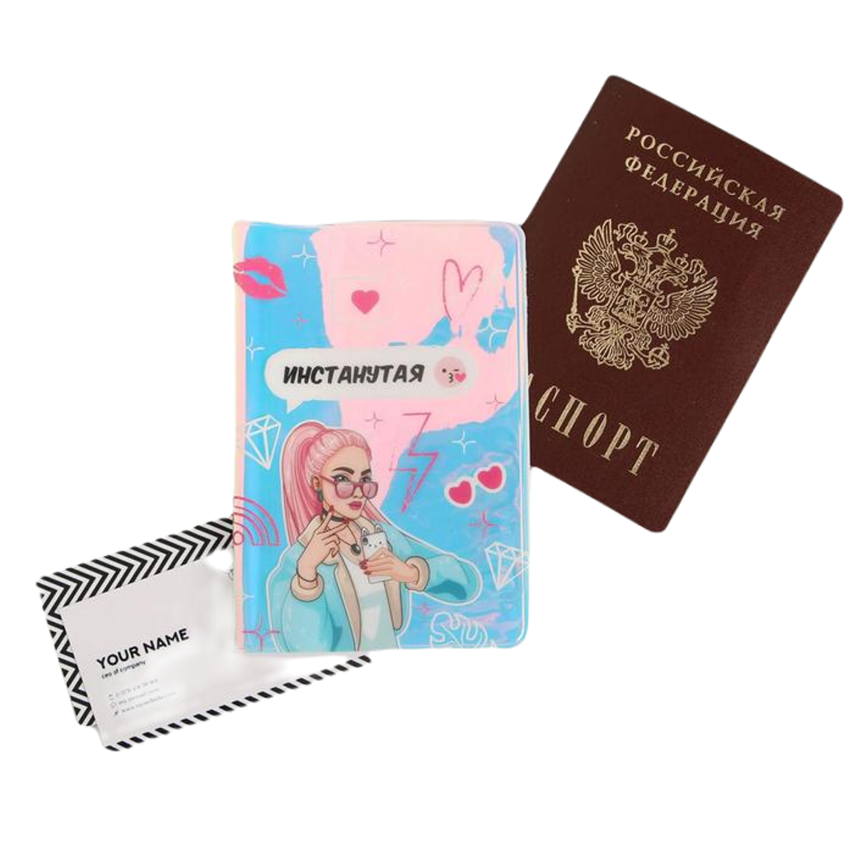 

Обложка для паспорта женская Beauty Fox GRL PWR, серебристый, GRL PWR
