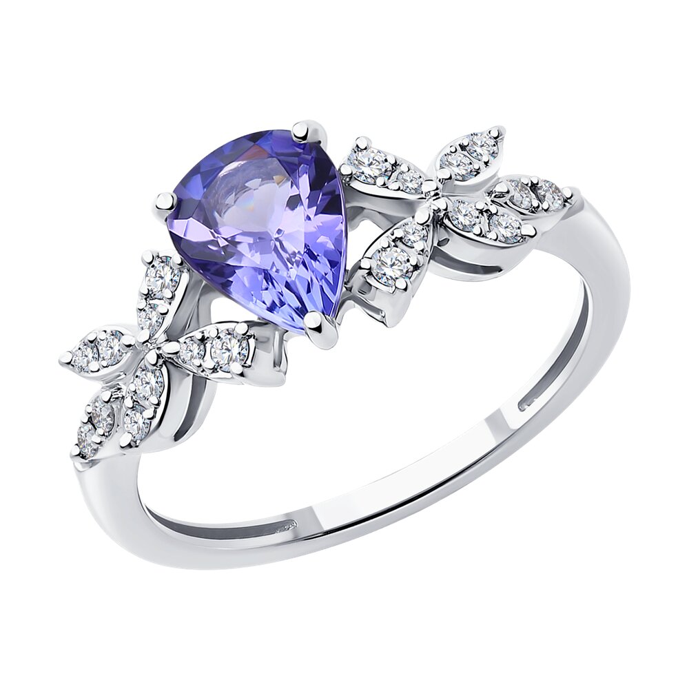 

Кольцо из белого золота с бриллиантом и танзанитом р.  SOKOLOV Diamonds 6014325-3, 6014325-3
