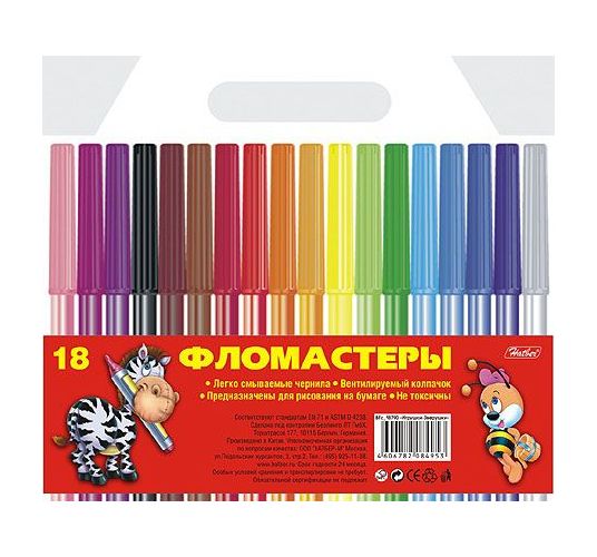 

Фломастеры Хатбер Игрушки-зверюшки 18 цв