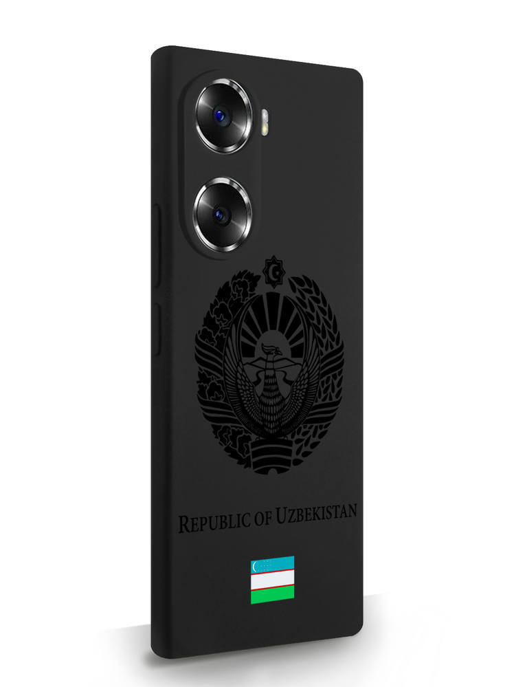 фото Чехол signumcase honor 60 черный лаковый герб узбекистана черный