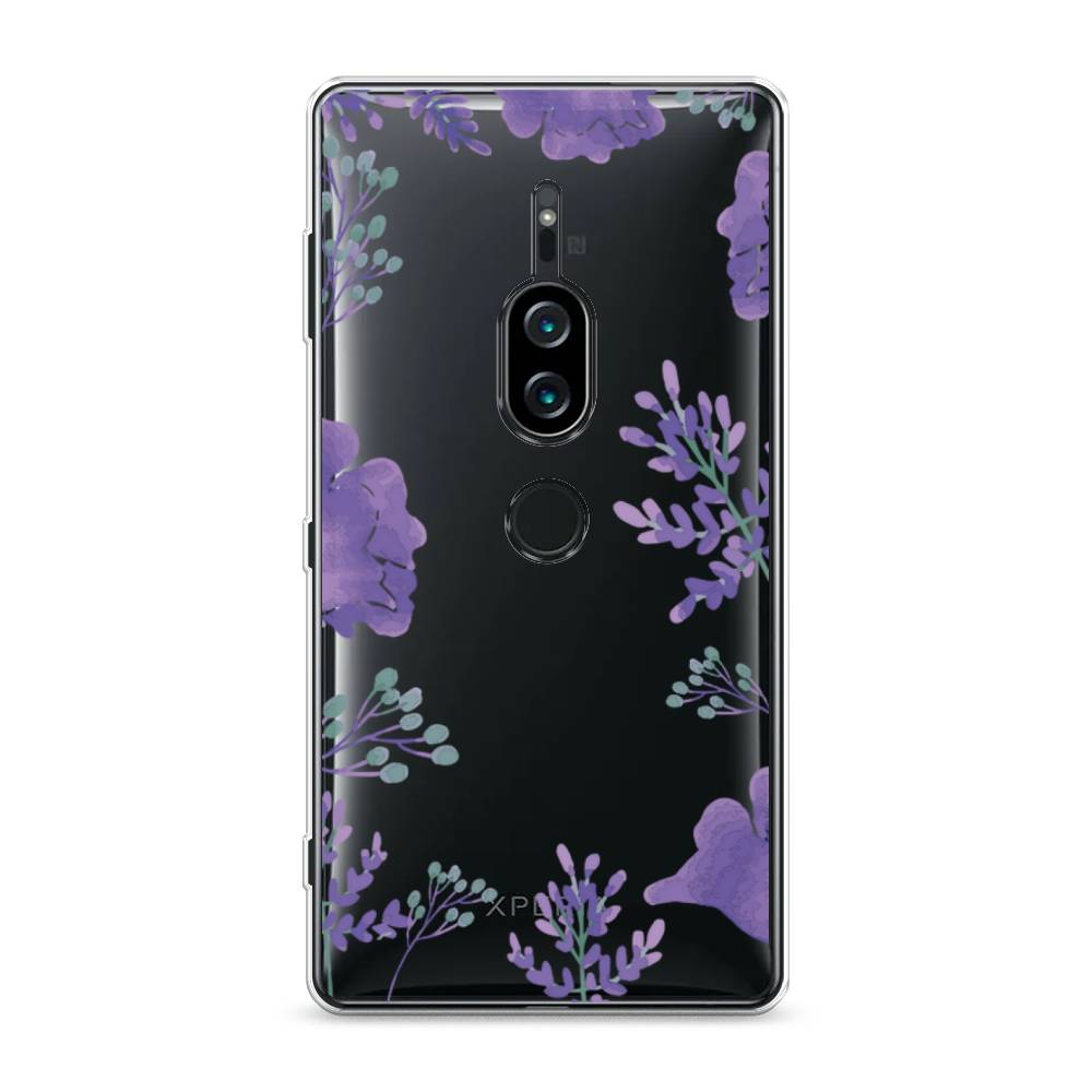 фото Силиконовый чехол "сиреневая цветочная рамка" на sony xperia xz2 premium awog