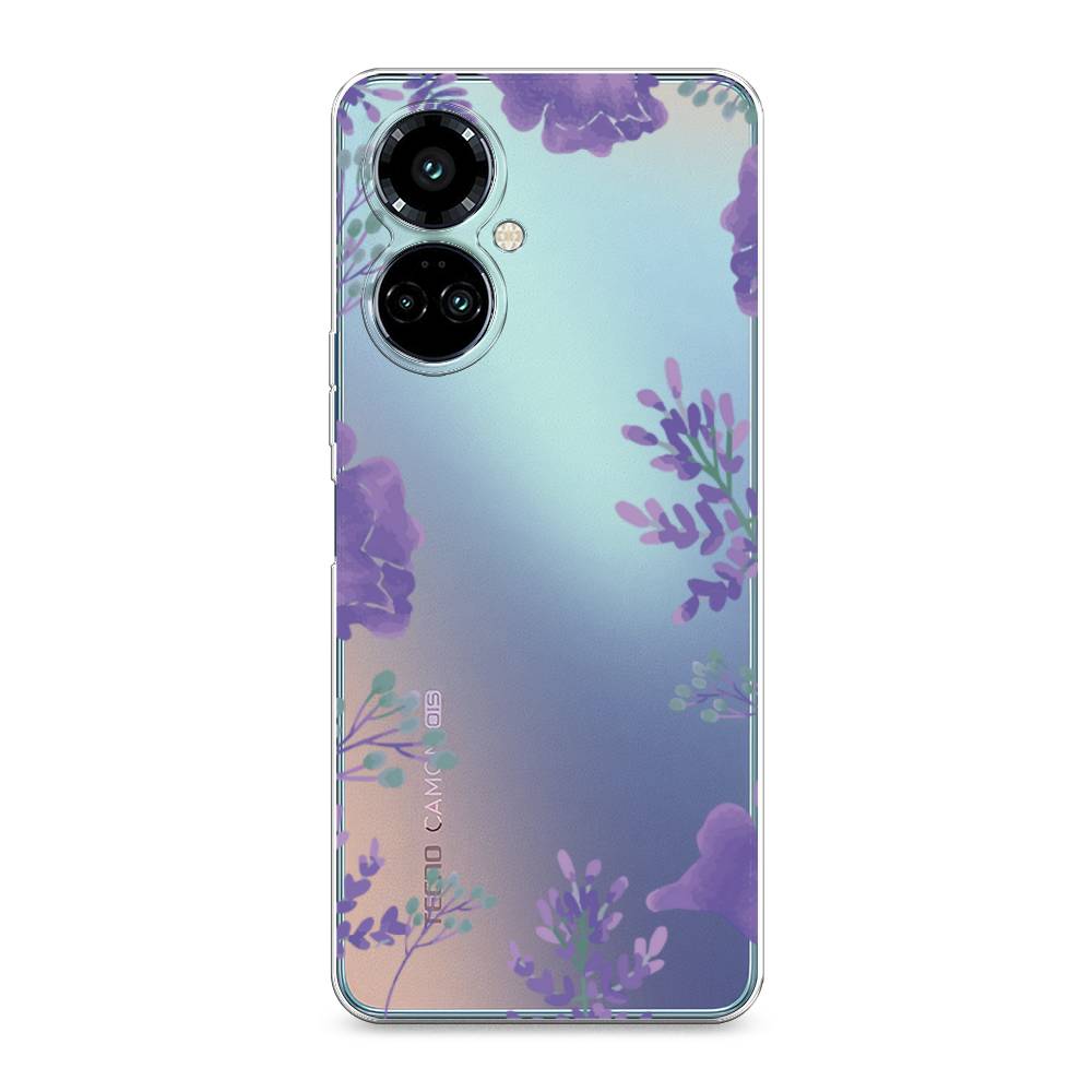 

Силиконовый чехол "Сиреневая цветочная рамка" на Tecno Camon 19 Pro