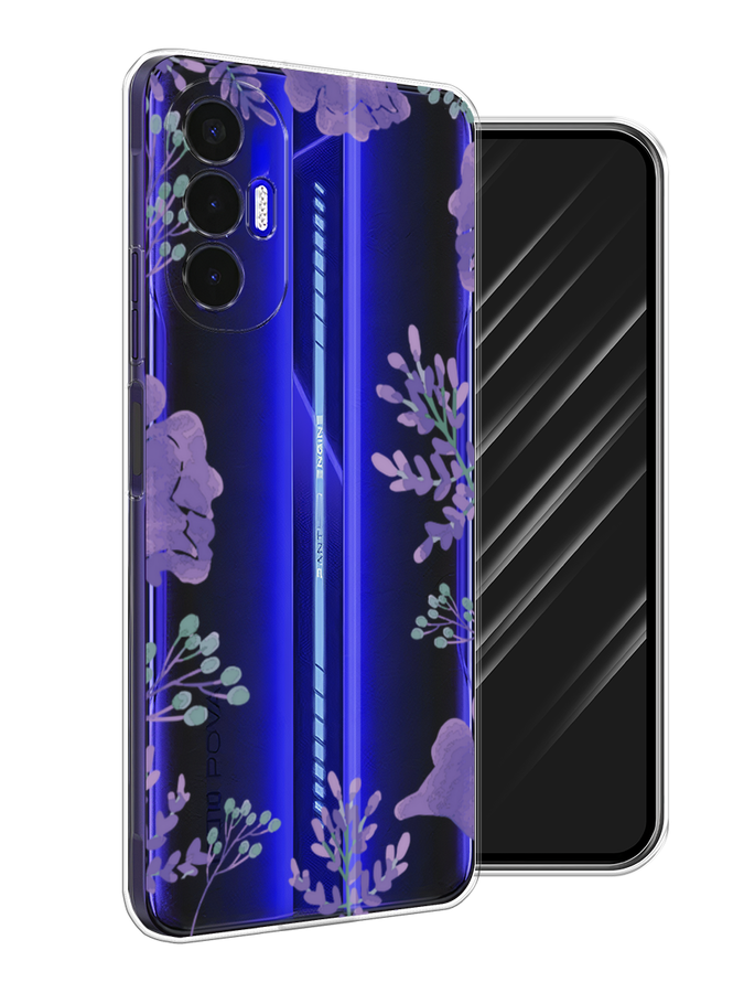 

Чехол Awog на Tecno Pova 3 "Сиреневая цветочная рамка", Разноцветный, 301550-8