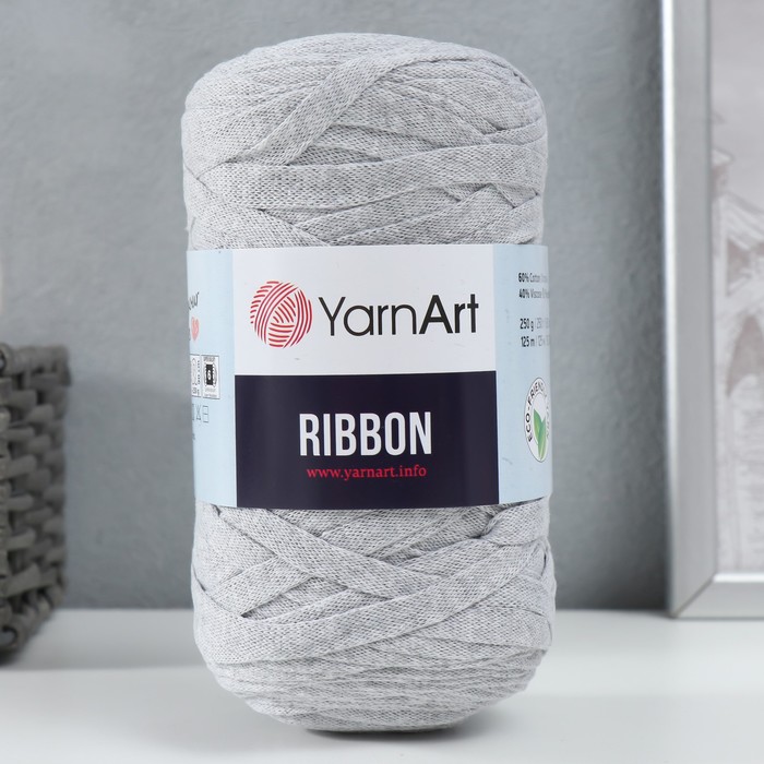 

Пряжа YarnArt Ribbon 40% полиэстер, 60% хлопок 125м/250гр, 756 серебристый