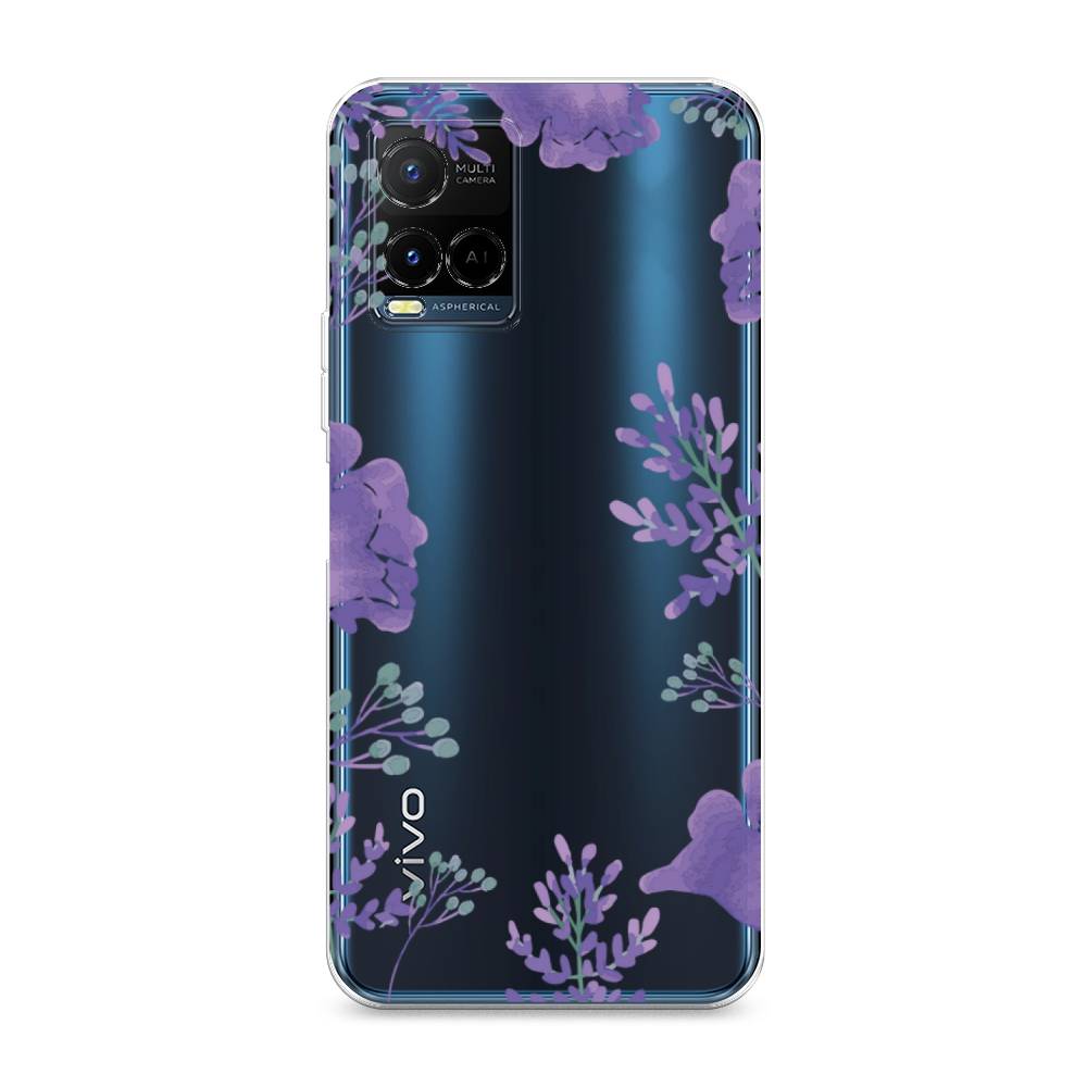 Чехол Awog на Vivo Y21e Сиреневая цветочная рамка