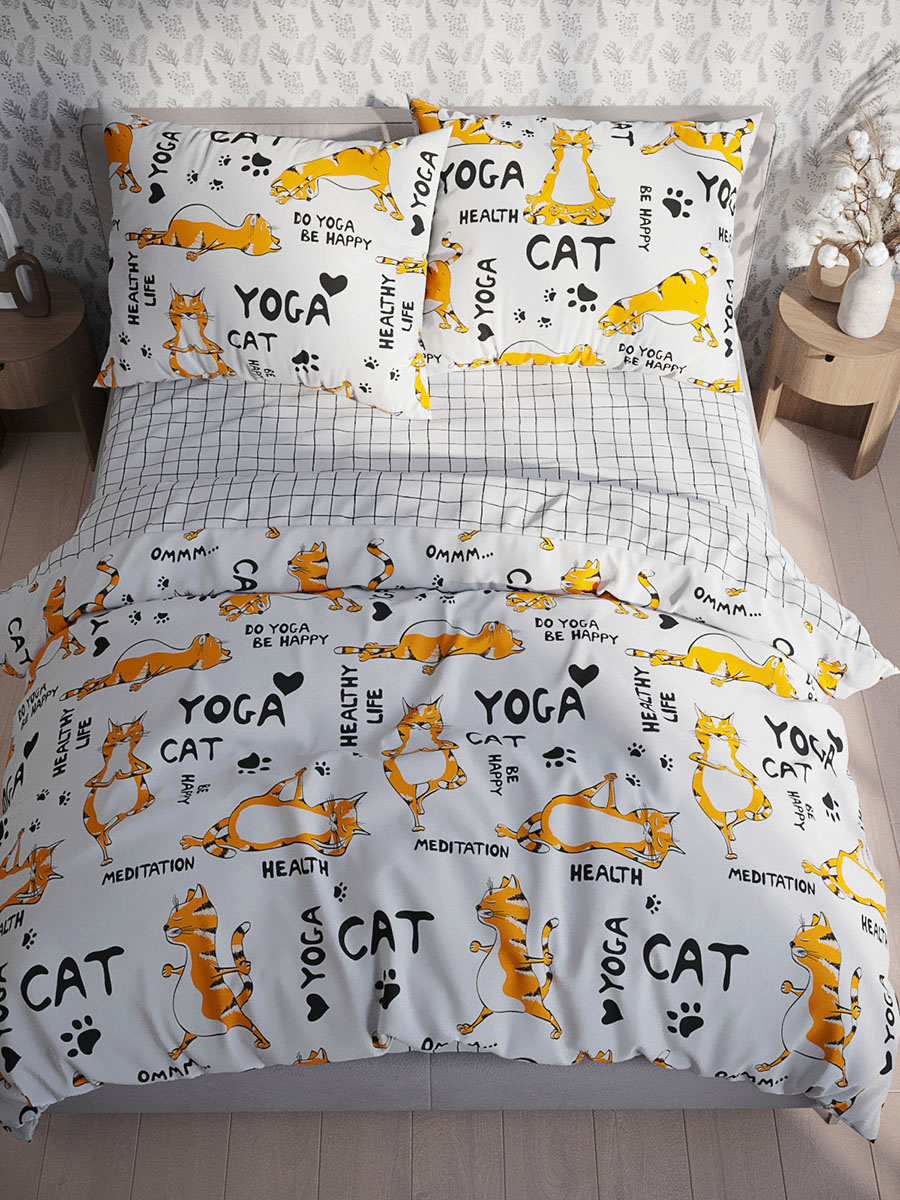 

Пододеяльник Сказка "Yogacat" 1,5-сп 145х215 см, Белый