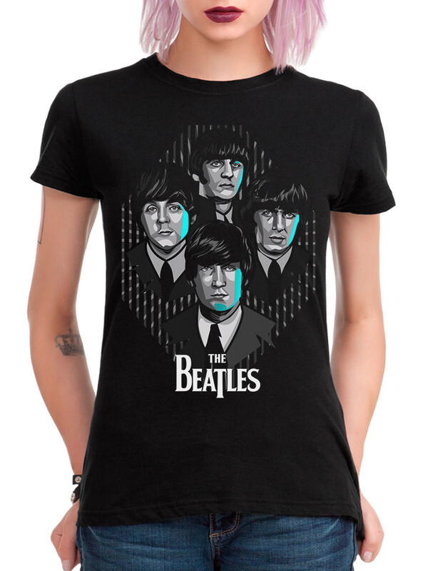 фото Футболка женская design heroes группа the beatles черная 2xl