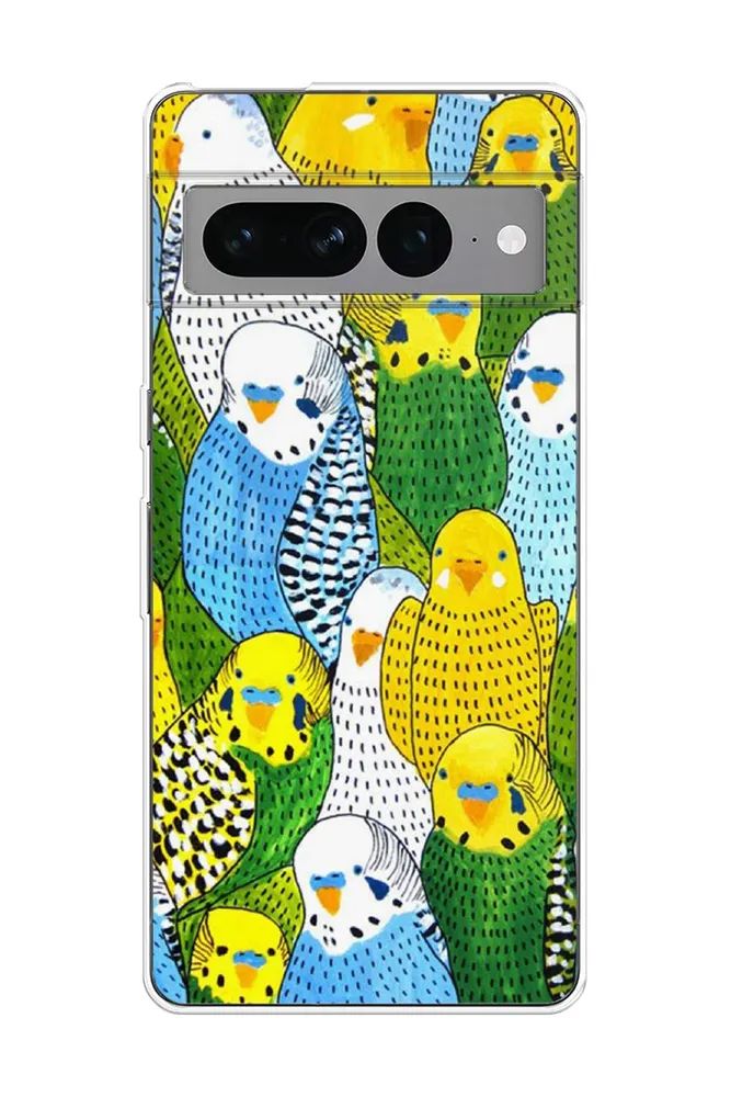 

Чехол Awog на Google Pixel 7 Pro "Попугаи", Разноцветный