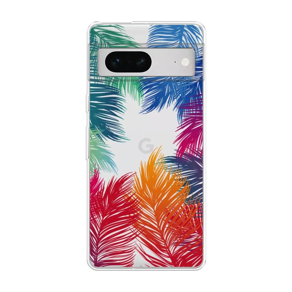 

Чехол Awog на Google Pixel 7 "Рамка из перьев", Разноцветный
