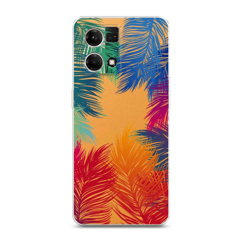 

Чехол Awog на Oppo Reno 7 4G/8 4G "Рамка из перьев", Разноцветный