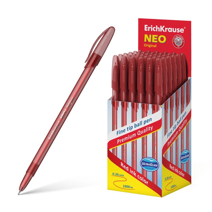 

Ручка шариковая ErichKrause Neo Original, узел 0.7 мм, чернила красные(50 шт.)
