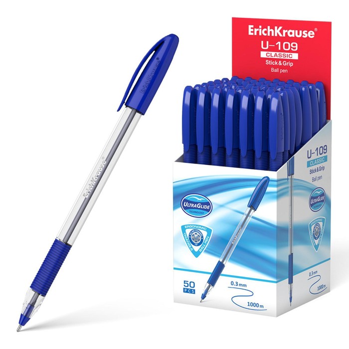 

Ручка шариковая ErichKrause U-109 Classic Stick&Grip 1.0, Ultra Glide Technology, чернила