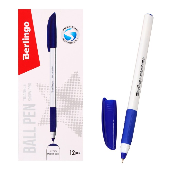 

Ручка шариковая Triangle Snow Pro, узел 0.7 мм, чернила синие, грип(12 шт.)