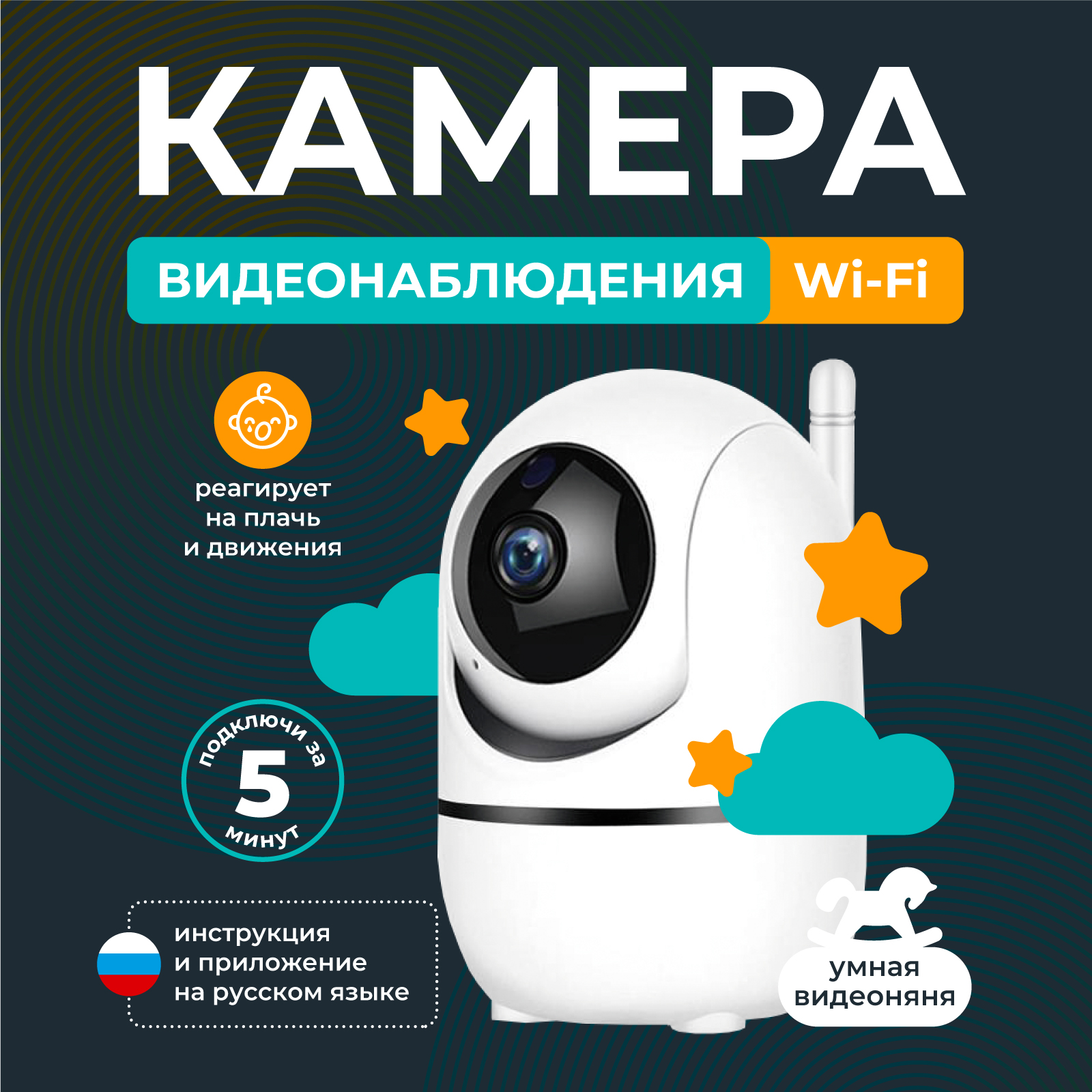 

Камера Reggo видеоняня Wi-Fi для дома 172176340, Видеоняня
