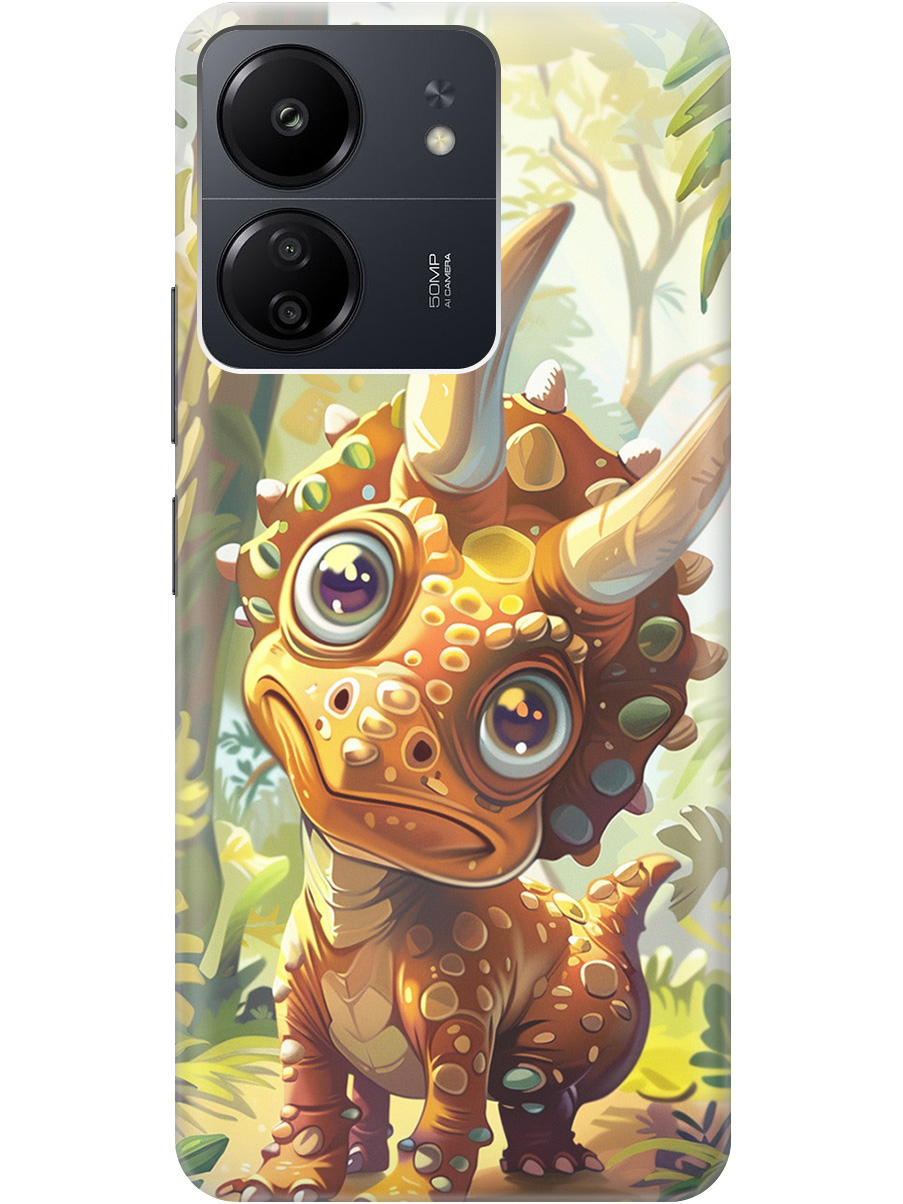

Силиконовый чехол на Xiaomi Redmi 13C / Poco C65 с рисунком "Малыш-динозавр", Желтый;зеленый, 20001464