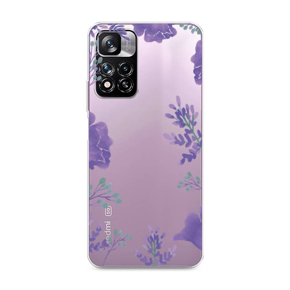 фото Силиконовый чехол "сиреневая цветочная рамка" на xiaomi redmi note 11 pro plus awog