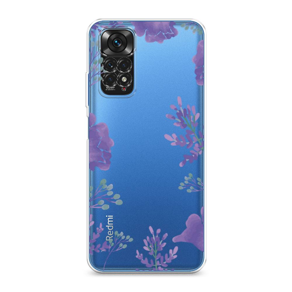 фото Силиконовый чехол "сиреневая цветочная рамка" на xiaomi redmi note 11s awog